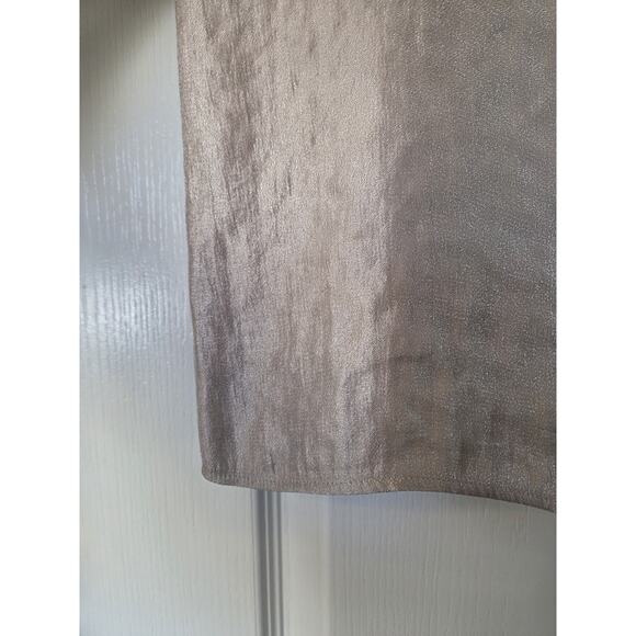 Vilagallo Cream Gold Sheen Shiny Flowy Boho Chic Peasant Top Blouse, Size Large - Picture 5 of 10